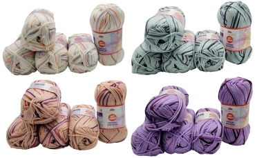 500 Gramm Strickgarn mehrfarbig, Everyday Worsted Line Antipilling , 5x 100 Gramm Strickwolle mit Anti-Pilling Effekt. Babywolle